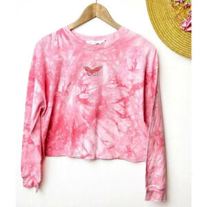 Pink tie dye boxy crop top large